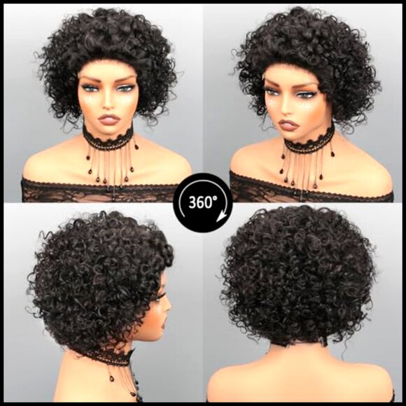 Curly Pixie Cut Wig Human Hair Glueless Pre Plucked Brazilian Real Hair main image 4